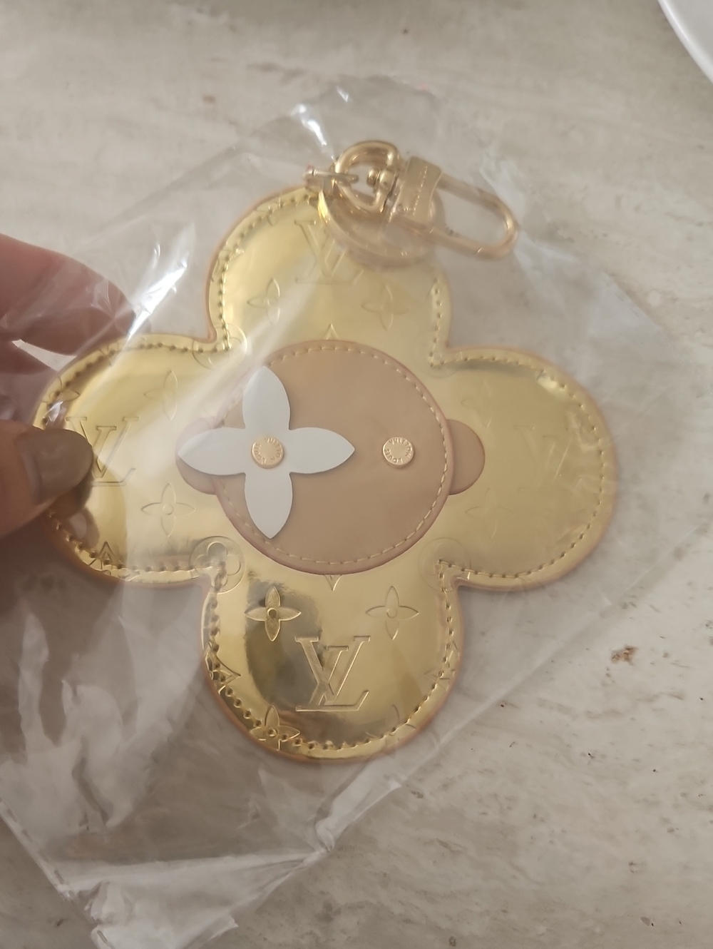 Gold Flower Charm Keychain